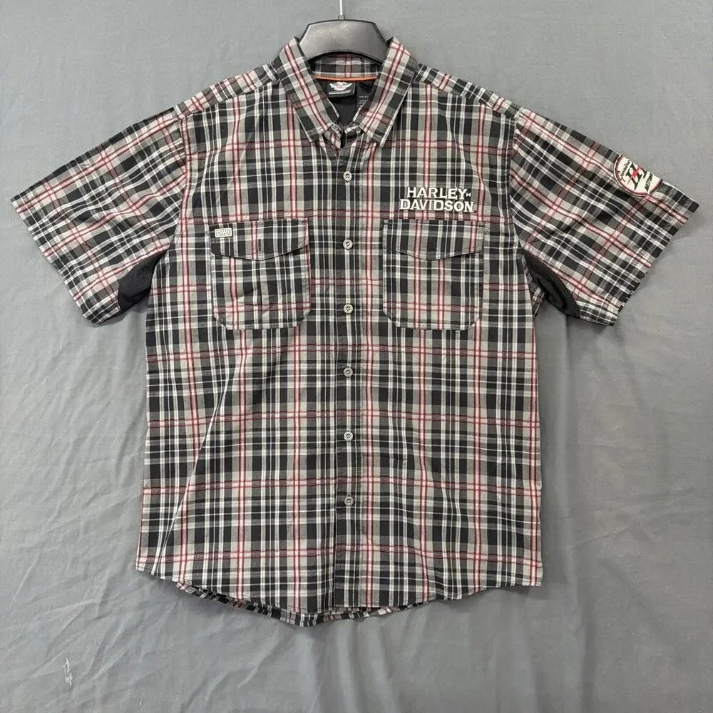 Harley Davidson Performance Plaid Shirt Mens XL Motorcycle Biker